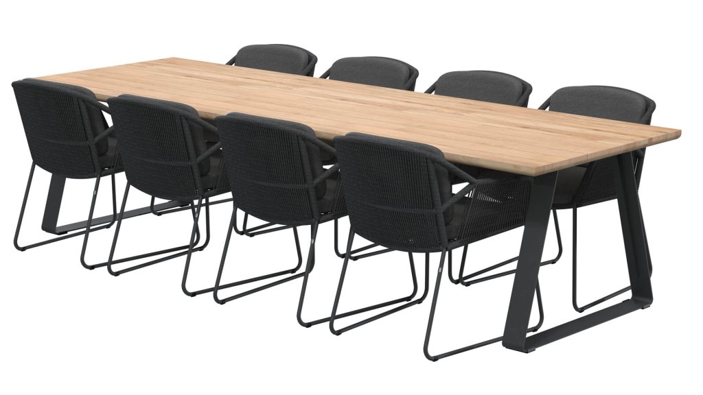 4seasons outdoor accor dining antracite esstischgruppe basso 300cm