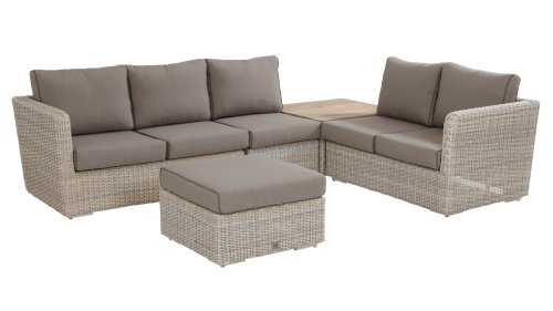 4 seasons outdoor elite loungeset mit kaffeetisch fusshocker und mittel modul