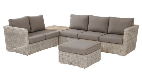 4 seasons outdoor elite loungeset mit kaffeetisch fusshocker und mittel modul