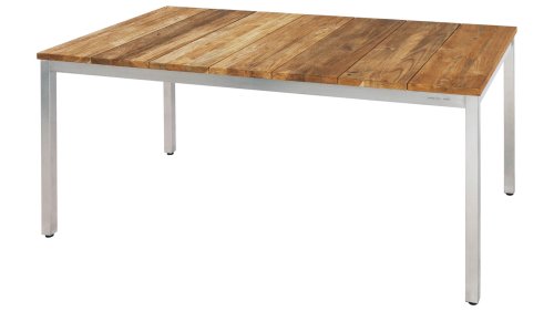 zebra naxos tisch edelstahl teak 160cm