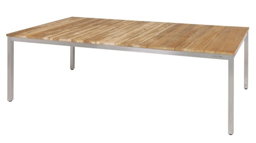 zebra naxos tisch 220cm edelstahl teakholz